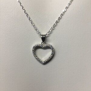 Open Heart Pavé CZ Pendant Necklace